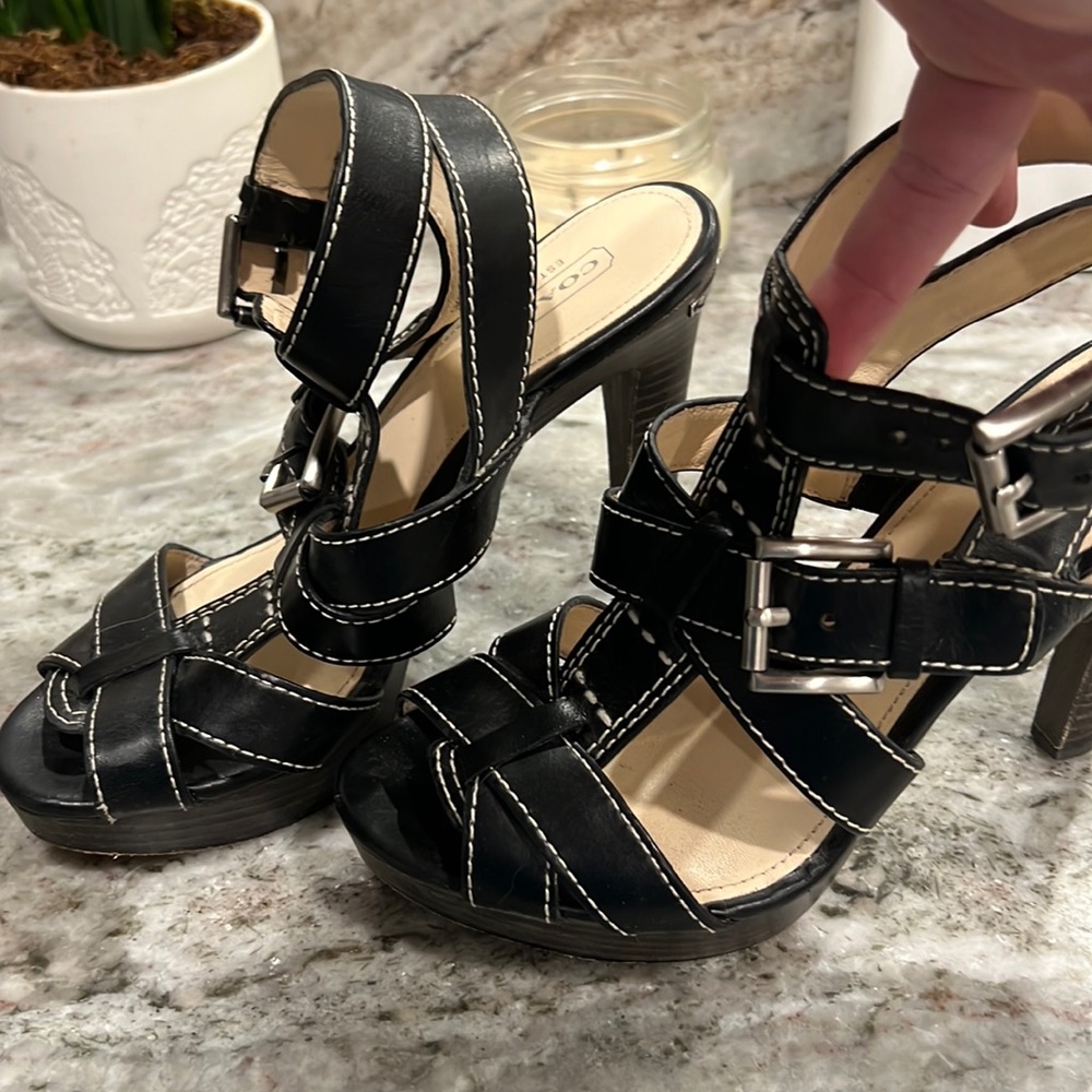 Coach size 7 black strappy heels. Worn twice, super sexy!